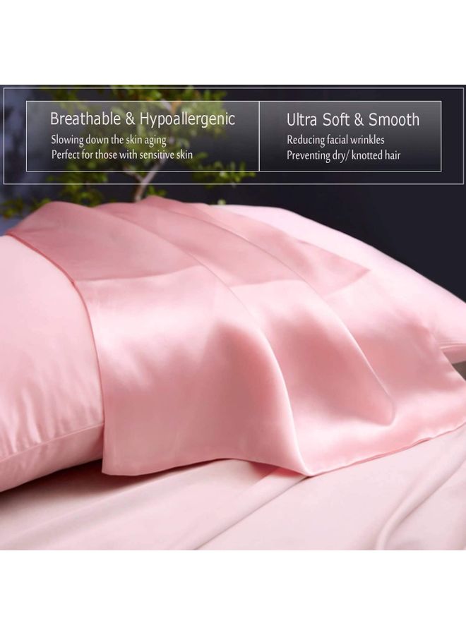SMILEE 100% Pure Mulberry Queen Pillowcase Silk Pink 76x51cm - Image 5
