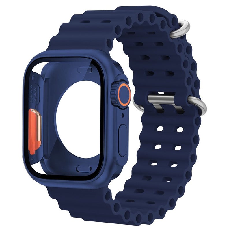 2Pcs 44mm Silicone Watch Band with PC Shell Case for Apple Watch - Image 2