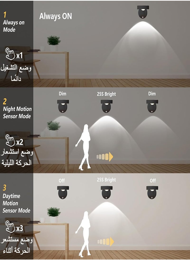 Beauenty Wall Mounted light Motion Sensor Picture Light LED  Wall Sconce Remote Touch Control 3 Color Temperature and 3 Brightness Level  360°Rotate Magnetic Ball (Black)  - Image 2