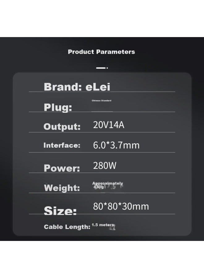 Elei Gan Charger 20V14A Asus Rog Moba 6Plus G713R Laptop Power Adapter 280W 6.0*3.7 - Image 3