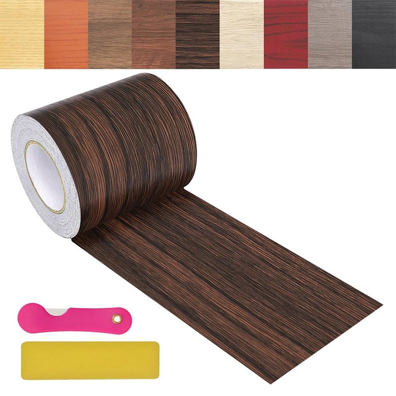 ZERNBER Wood Grain Repair Tape, 2.4inch X 32ft Self Adhesive Wood Colored Tape for Tables, Chairs, Baseboards, Doors, Windows, Floors, Handicraft DIY. - Image 1
