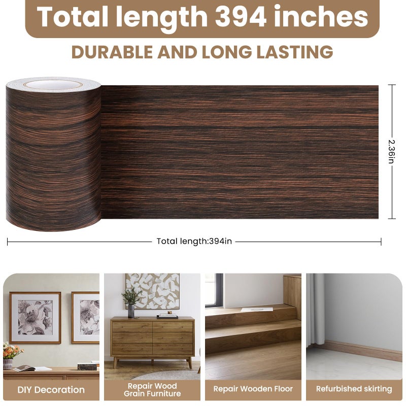 ZERNBER Wood Grain Repair Tape, 2.4inch X 32ft Self Adhesive Wood Colored Tape for Tables, Chairs, Baseboards, Doors, Windows, Floors, Handicraft DIY. - Image 2
