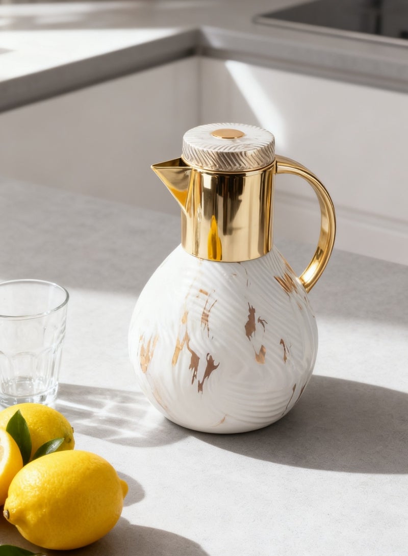 بيوتيفول ترمس منزلي، ترمس مكتبي، ترمس ترفيهي، زجاجة ماء ساخن، ترمس، ترمس قهوة منزلي غلاف بلاستيكي + بطانة زجاجية 1.0 لتر - Image 1