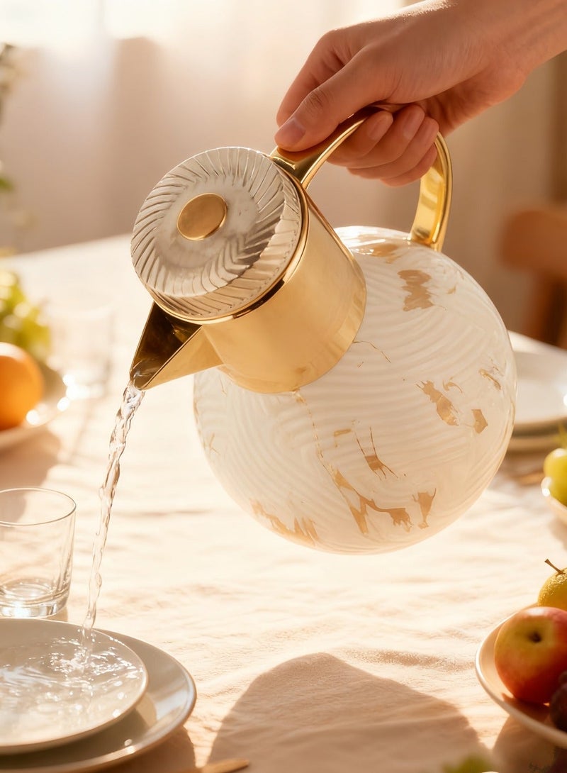 بيوتيفول ترمس منزلي، ترمس مكتبي، ترمس ترفيهي، زجاجة ماء ساخن، ترمس، ترمس قهوة منزلي غلاف بلاستيكي + بطانة زجاجية 1.0 لتر - Image 3