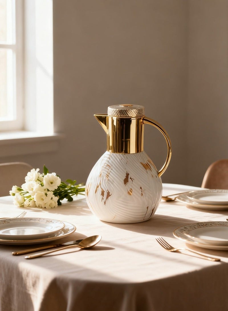 بيوتيفول ترمس منزلي، ترمس مكتبي، ترمس ترفيهي، زجاجة ماء ساخن، ترمس، ترمس قهوة منزلي غلاف بلاستيكي + بطانة زجاجية 1.0 لتر - Image 4