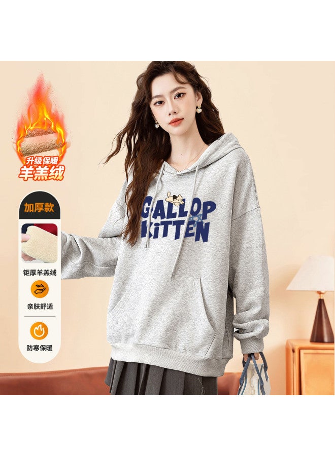 Baleno Women'S Hooded Sweatshirt, Autumn Warm Fleece-Lined Thick Long-Sleeve Jacket For Women - Image 2