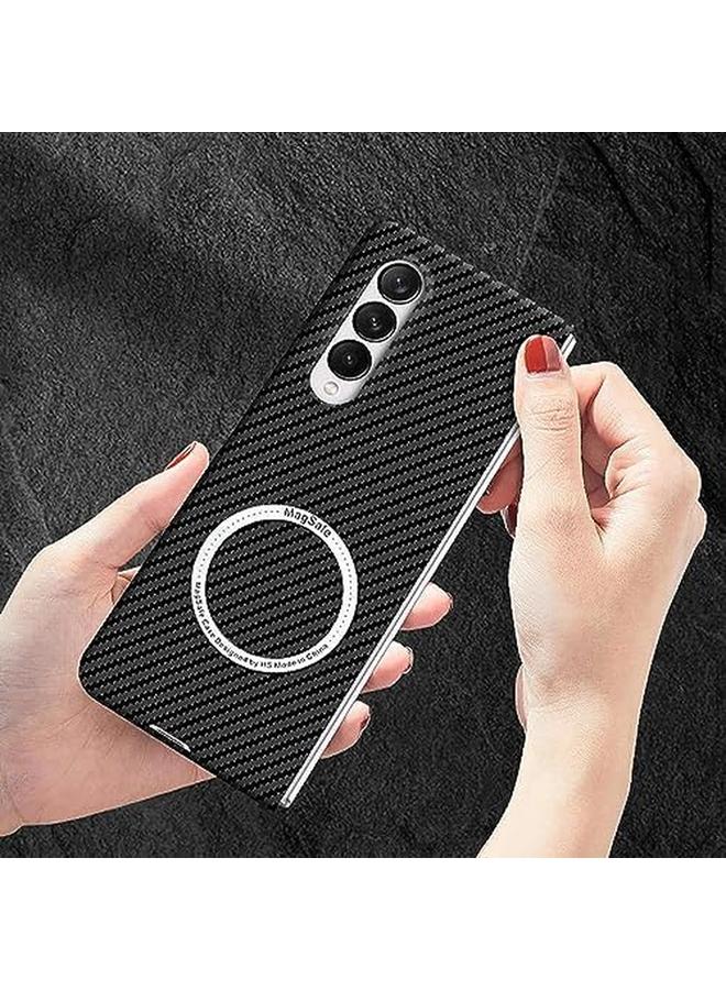 erorex For Samsung Galaxy Z Fold 5 Carbon Fiber Case Compatible With Mag Safe Compatible With Mag Safe Galaxy Z Fold 5 Carbon Case Slim Protective Case For Men Women Green  - Image 4