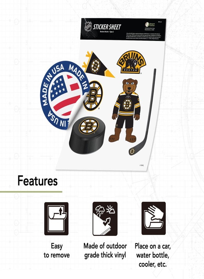 Desert Cactus Boston Bruins Sticker NHL Team National Hockey League Vinyl Decal Laptop Water Bottle Car Scrapbook Sheet (Type 2) - Image 3