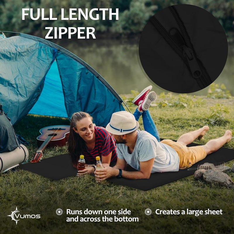 Vumos Sleeping Bag Liner and Camping Sheet – Silk Like Material for Travel - Has Full Length Zipper - Image 5