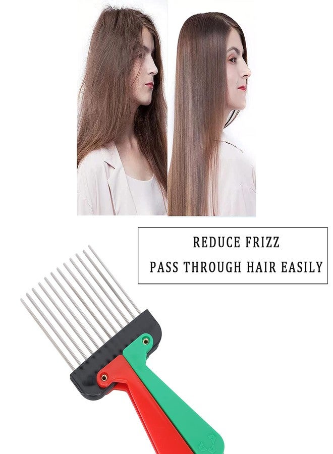 Agatige 2pcs Metal Pick Comb, Portable Folding Handle Wide Tooth Comb for Woman and Men - Image 3
