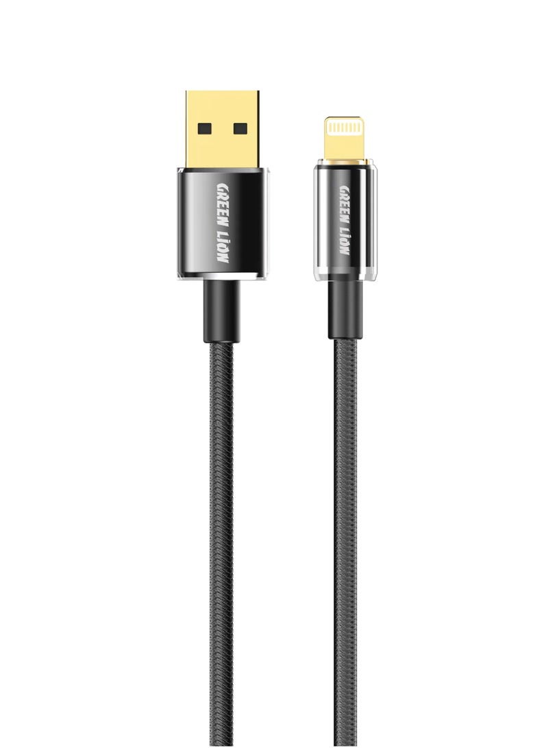 GREEN LION USB-A to Lightning Tough Cable 1M 3A / Charge & Sync / Secure & Safe Cable / 480Mbps Speed - Black - Image 1