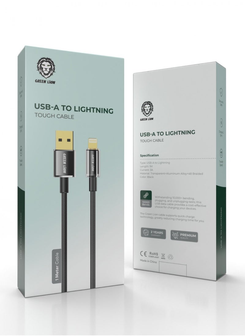 GREEN LION Green Lion USB-A to Lightning Touch Cable 1M 3A - Black 