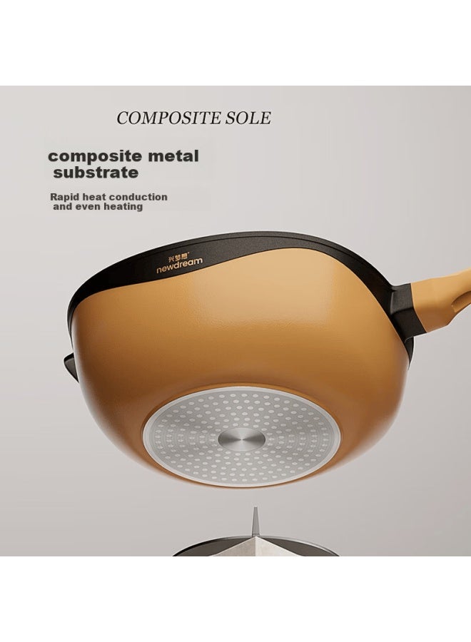 Xingmengxiang New Dream Titanium Extreme Rock Cast Non-stick Frying Pan Multi-purpose Stir-fry Wok Household Iron Pan Healthy And Wear-resistant With Steaming Rack 32cm - Image 2