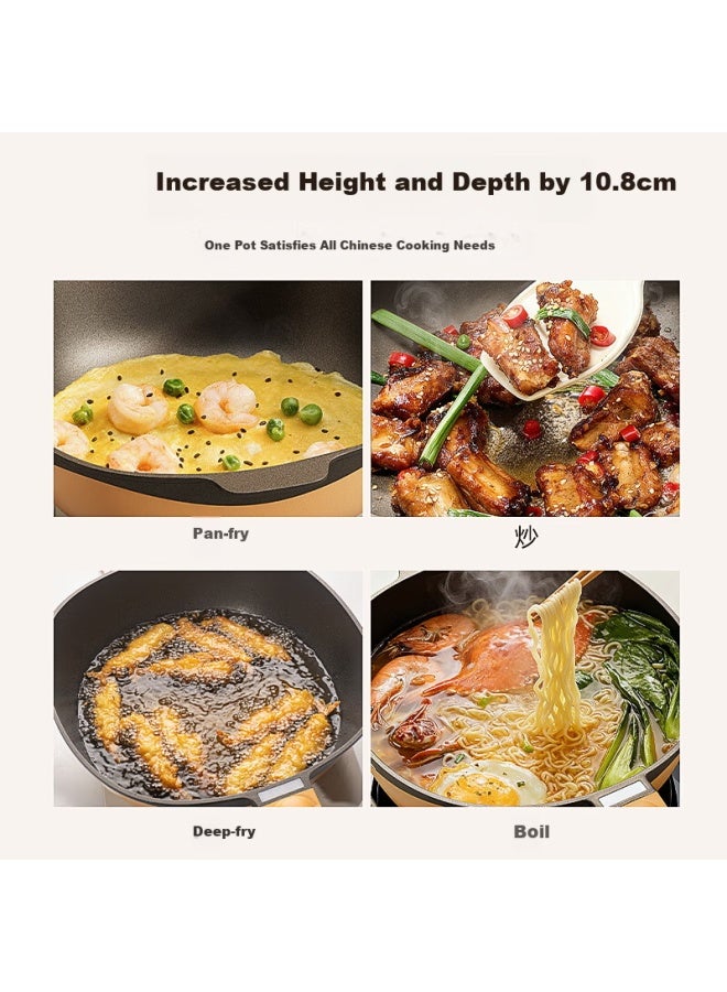 Xingmengxiang New Dream Titanium Extreme Rock Cast Non-stick Frying Pan Multi-purpose Stir-fry Wok Household Iron Pan Healthy And Wear-resistant With Steaming Rack 32cm - Image 3