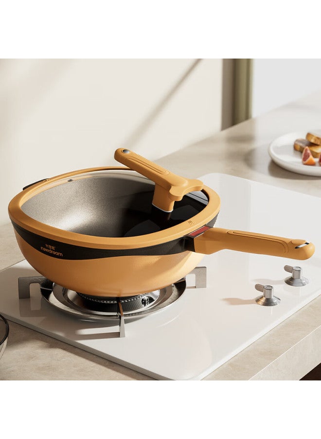 Xingmengxiang New Dream Titanium Extreme Rock Cast Non-stick Frying Pan Multi-purpose Stir-fry Wok Household Iron Pan Healthy And Wear-resistant With Steaming Rack 32cm - Image 4