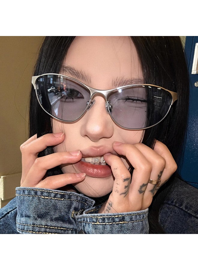 Gogosoon New Y2k Retro Cat Eye Premium Metal Sungl Women Futuristic Cycling Uv Protection Sun Gl - Image 1