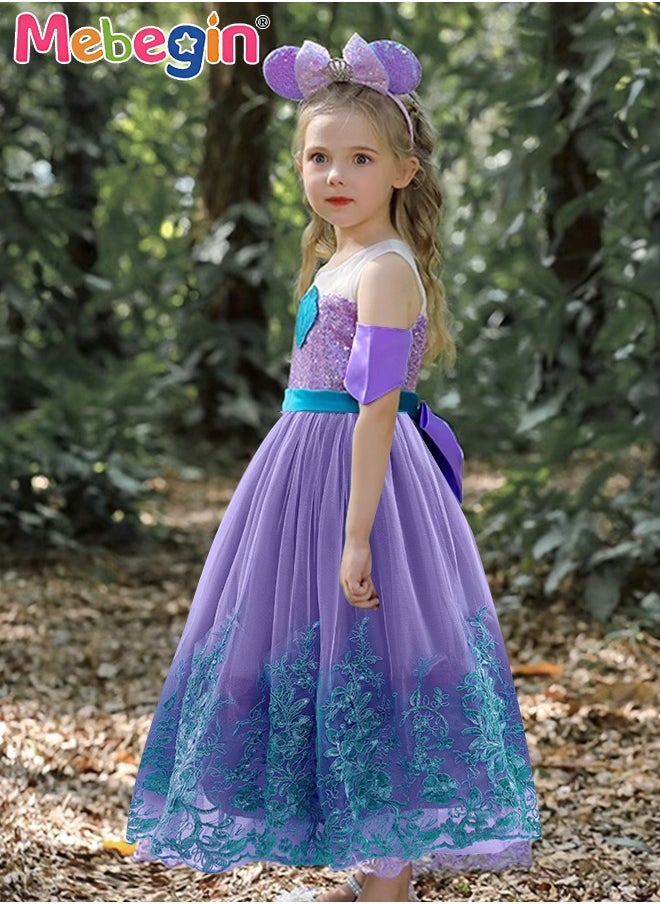 MEBEGIN - Princess Costume with Stylish Design, Fancy Elegant Princess Dress for Girls, Fairy Tale Fancy Dress with Big Bow, Suitable for Party, Birthday, Funfair, Stage Performance, Cosplay and Any Other Special Occasions - Image 1