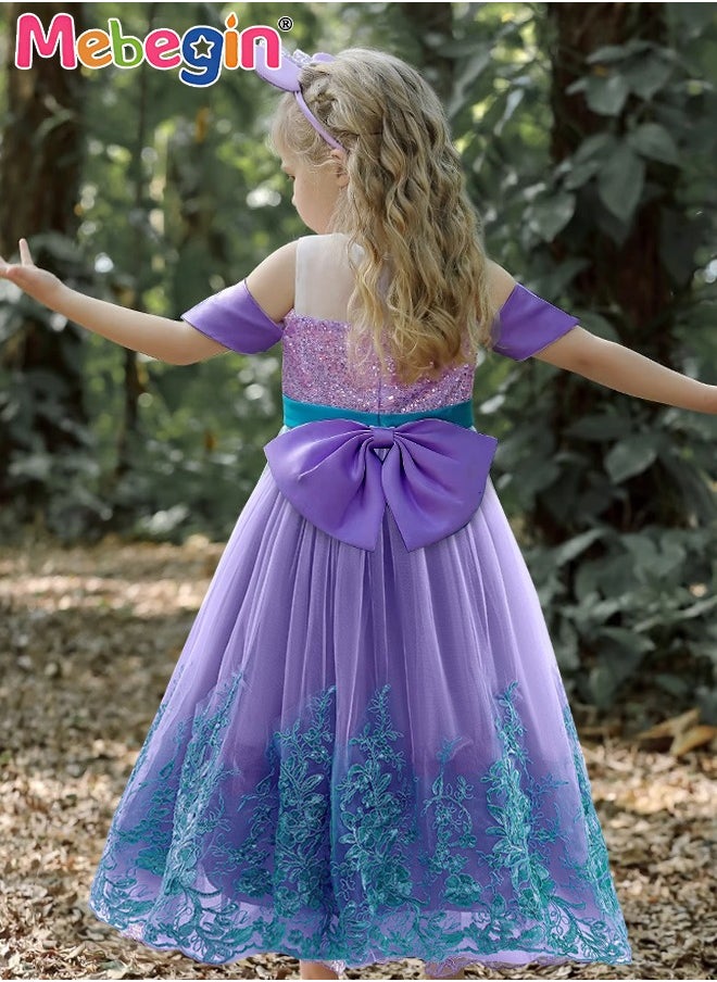 MEBEGIN - Princess Costume with Stylish Design, Fancy Elegant Princess Dress for Girls, Fairy Tale Fancy Dress with Big Bow, Suitable for Party, Birthday, Funfair, Stage Performance, Cosplay and Any Other Special Occasions - Image 1