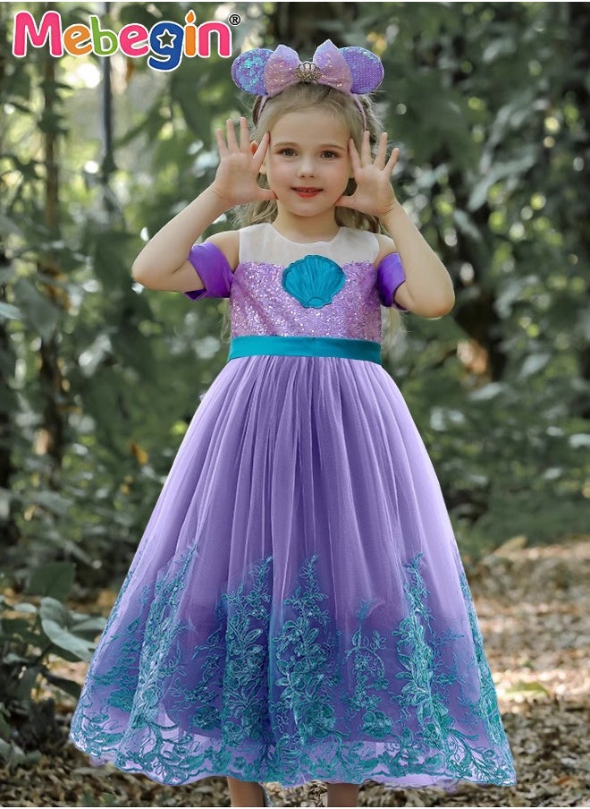 MEBEGIN - Princess Costume with Stylish Design, Fancy Elegant Princess Dress for Girls, Fairy Tale Fancy Dress with Big Bow, Suitable for Party, Birthday, Funfair, Stage Performance, Cosplay and Any Other Special Occasions - Image 1