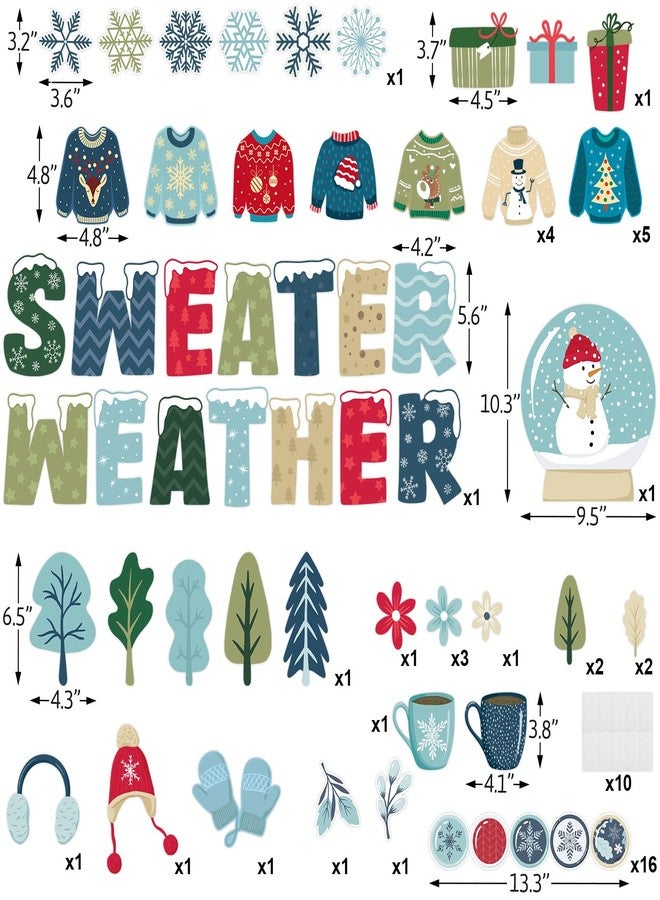 فانسي لاند مجموعة زينة لوحة إعلانات شتوية من فانسي لاند، تتضمن شجرة عيد الميلاد، ورجل الثلج، وكنزة عيد الميلاد، ومجموعة لوحة إعلانات للفصول الدراسية. - Image 2