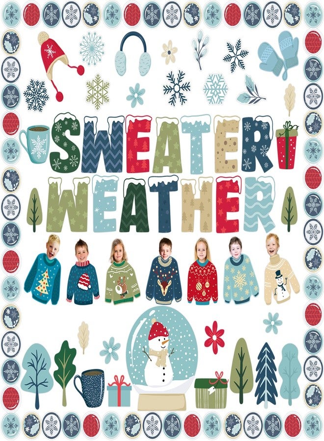 فانسي لاند مجموعة زينة لوحة إعلانات شتوية من فانسي لاند، تتضمن شجرة عيد الميلاد، ورجل الثلج، وكنزة عيد الميلاد، ومجموعة لوحة إعلانات للفصول الدراسية. - Image 1