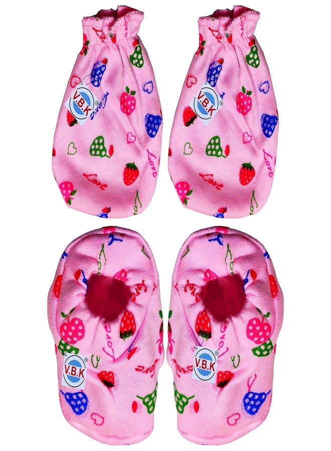 V.B.K® Baby Boy and Baby Girl Mittens, Booties and Cap Combo Pack, Pure Hosiery Soft Fabric, 0 to 4 Months - Image 2
