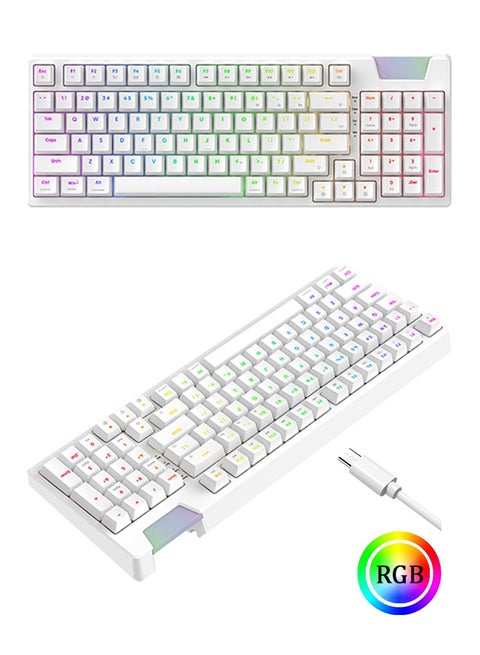 95 Keys Rgb Gaming Keyboard Type-C Wired Computer Keyboard with Number Keys Noise Cancellation, Plug and Play, for PCS and Laptops