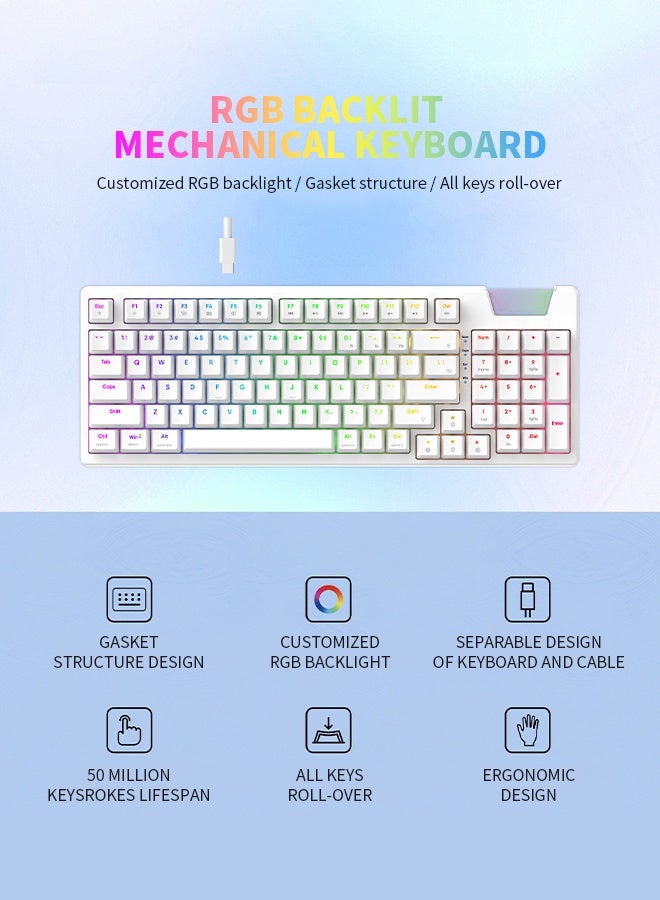 95 Keys Rgb Gaming Keyboard Type-C Wired Computer Keyboard with Number Keys Noise Cancellation, Plug and Play, for PCS and Laptops - Image 2