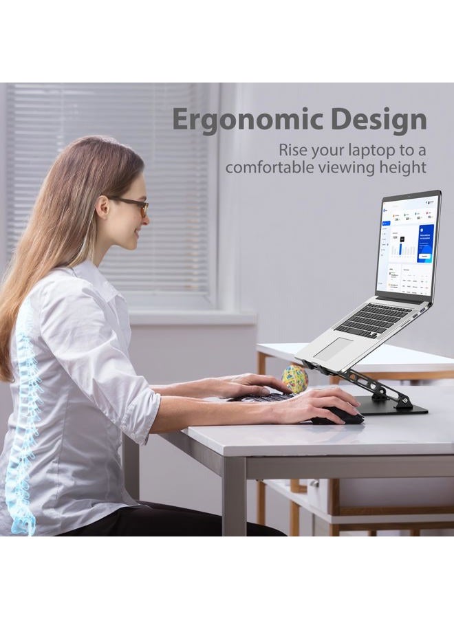 Gogoonike Adjustable Laptop Stand for Desk, Metal Foldable Laptop Riser Holder, Portable Desktop Book Stands, Ventilated Cooling Computer Notebook Stand Compatible with 10-15.6” Laptops - Image 2