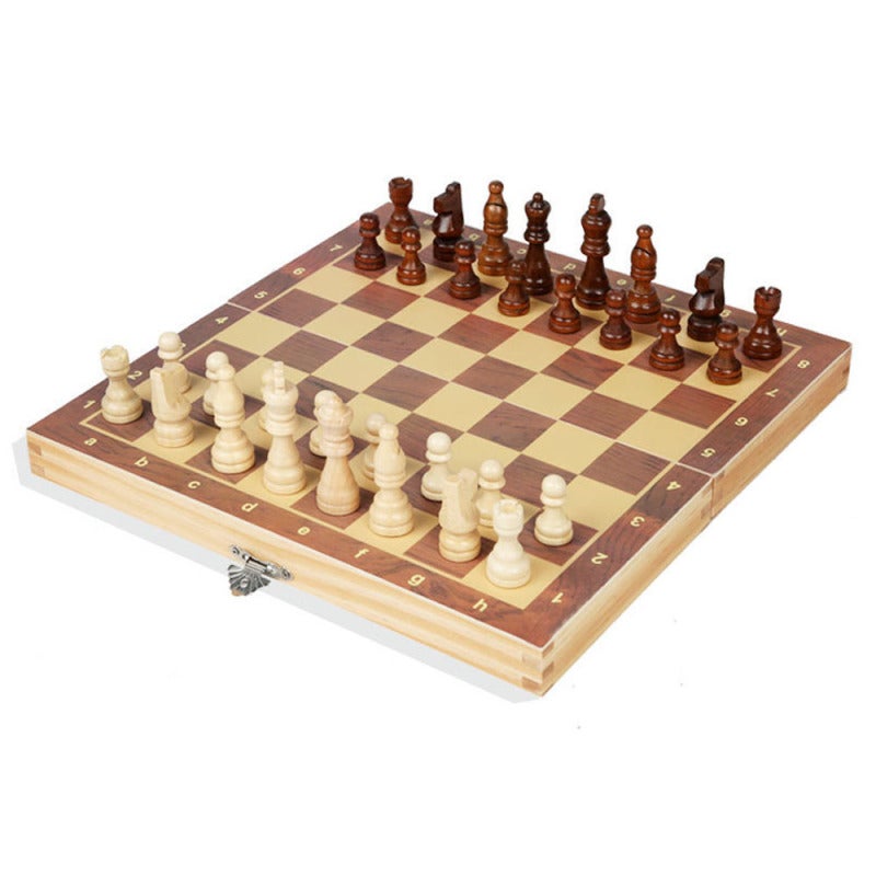 Wooden Chess Set 342x342mm Magnetic Foldable Chess Board Set - Noise-reducing Felt-bottomed Pieces Portable Solid Wood Chess Game Set for Home Travel School Beginners Enthusiasts - Image 1