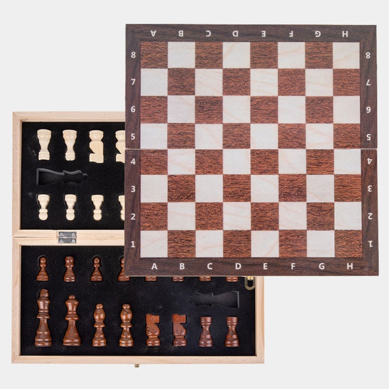 Wooden Chess Set 342x342mm Magnetic Foldable Chess Board Set - Noise-reducing Felt-bottomed Pieces Portable Solid Wood Chess Game Set for Home Travel School Beginners Enthusiasts - Image 5
