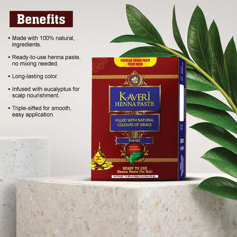 Kaveri 6 Pack Ready To Use Henna Paste Hair Dye Natural Dark Brown Red Henna Cone Tubes Color For Women Perfect For With Nilgiri Oil For Bridal Dulhan Wedding Occasion - Pack Of 6 - Image 4