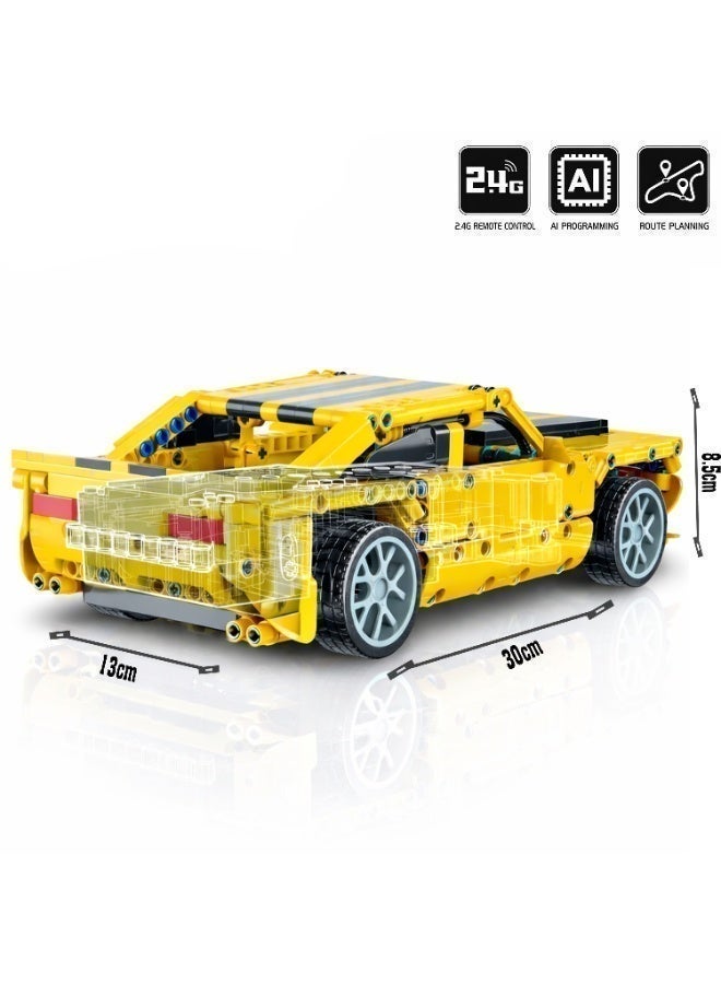 Qman Mighty Supercar Building Blocks Set-501 Pcs - 2.4GHz Remote Control - LED Lights - Powerful Motor - Rechargeable Battery - Image 3