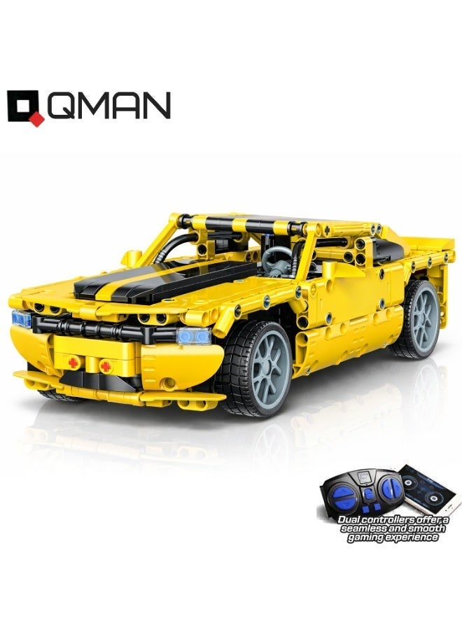 Qman Mighty Supercar Building Blocks Set-501 Pcs - 2.4GHz Remote Control - LED Lights - Powerful Motor - Rechargeable Battery - Image 1