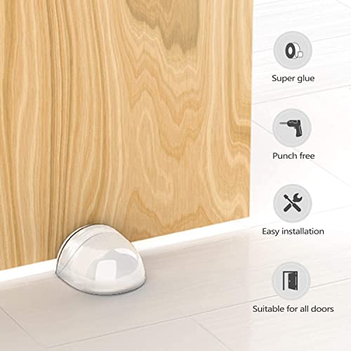 HAUSPROFI Doorstop, Self-Adhesive Door Stopper for Wall Protection Door Buffer Floor Stop for The Home and Office Wall Protector - Clear 4pcs，L:1.66,W:1.57,H:0.9(inch) - Image 4