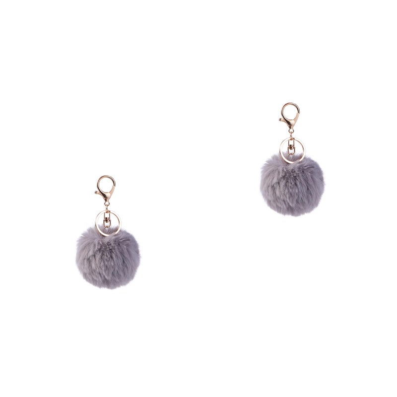 2 pcs 8cm Imitation Lovelty Charm Key Chain Pendant for Car Key Purse Bag Decor (Dark Grey) - Image 1