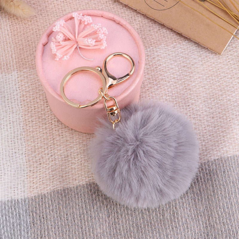 2 pcs 8cm Imitation Lovelty Charm Key Chain Pendant for Car Key Purse Bag Decor (Dark Grey) - Image 2