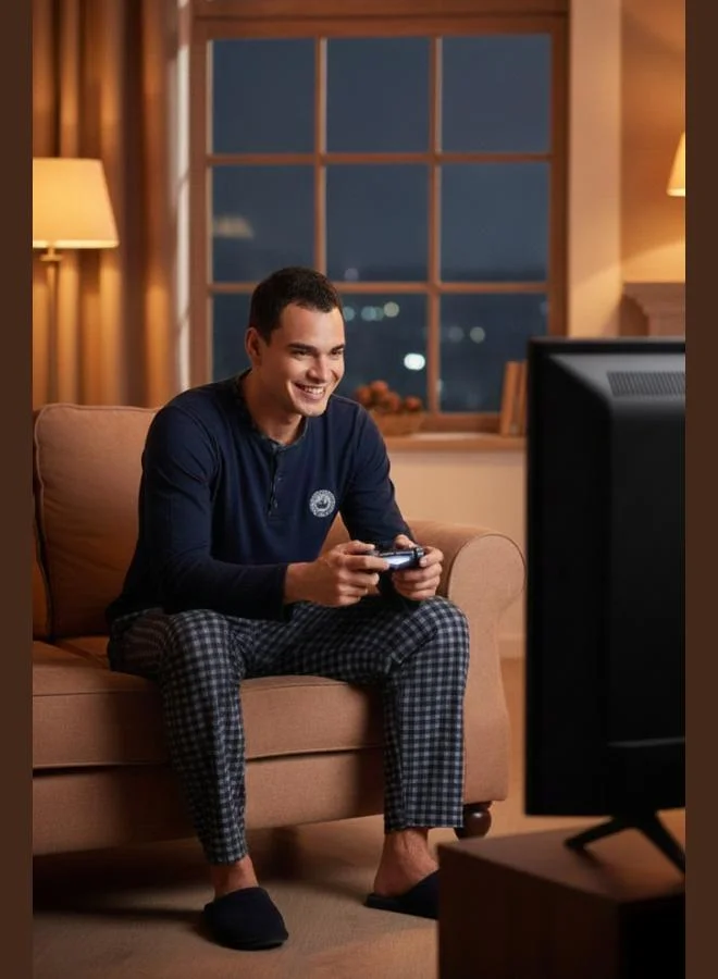 Buratti Plaid Soft Texture Regular Fit Long Sleeve Pajama Set Men's PAJAMAS SET 609611030