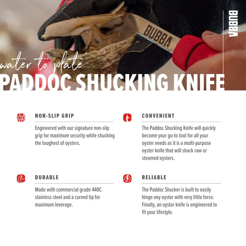BUBBA Shucking Knife - Oyster Shucking Knife with 2.5" Stainless Steel Curved Tip Blade with Non-Slip Grip Handle - Image 4