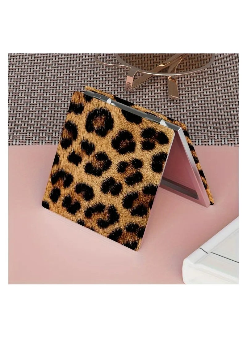 Leopard Print Compact Folding Mirror - Double-Sided, Portable Makeup Mirror for Purses  Travel, No Battery Needed - Image 3