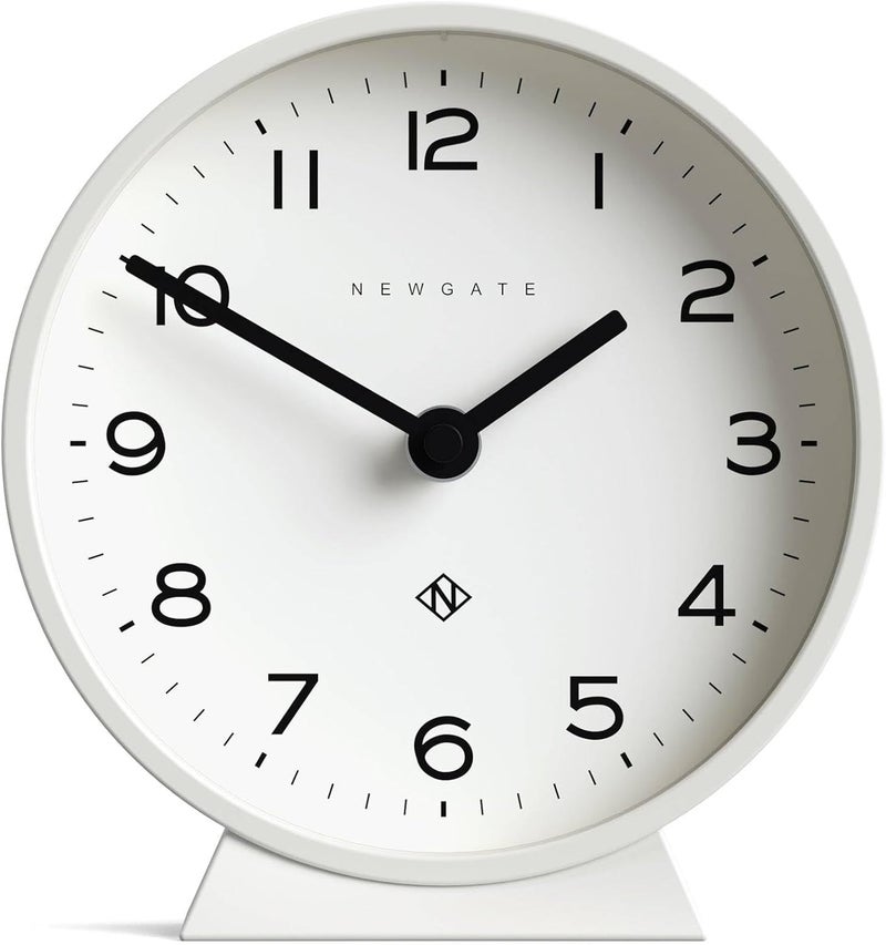 NEWGATE ® M Mantel Echo Desk Clock | Modern Round Design | White | Easy to Read Numbers | Contemporary Style for Desk, Table, Shelf or Bedside - Image 1