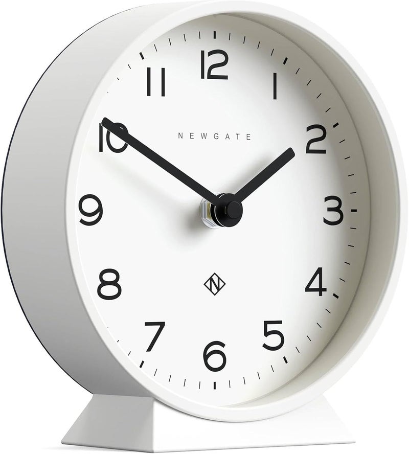 NEWGATE ® M Mantel Echo Desk Clock | Modern Round Design | White | Easy to Read Numbers | Contemporary Style for Desk, Table, Shelf or Bedside - Image 2