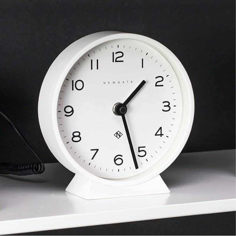 NEWGATE ® M Mantel Echo Desk Clock | Modern Round Design | White | Easy to Read Numbers | Contemporary Style for Desk, Table, Shelf or Bedside - Image 5
