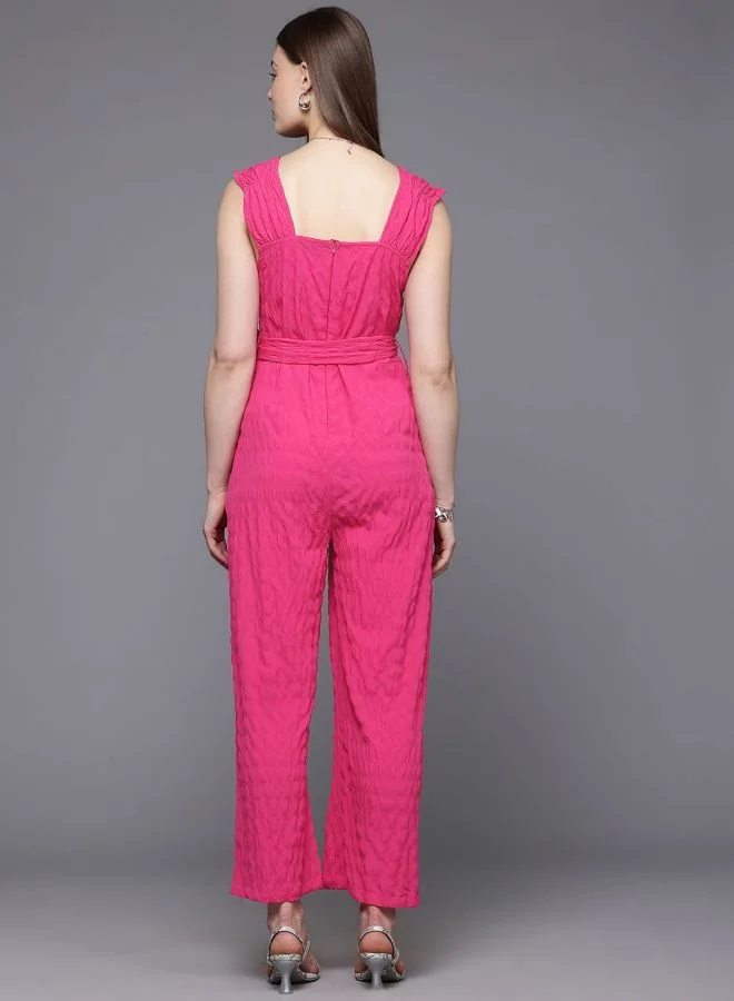 Freehand  Women Regular Fit Textured V-Neck Jumpsuit  | Best Price UAE