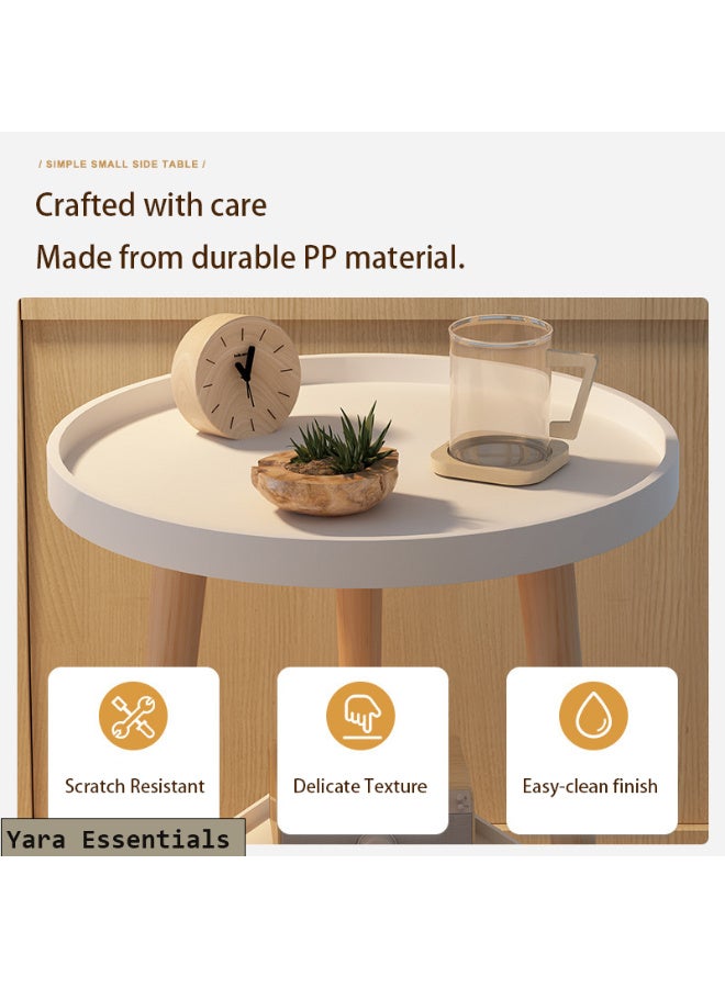 أساسيات يارا طاولة أريكة، طاولة جانبية مستديرة، طاولة جانبية للأريكة تنزلق تحتها لغرفة المعيشة، بجانب السرير، الحمام، المكتب الريفي، طاولة للكمبيوتر المحمول، الوجبات الخفيفة، والقهوة، سهل التجميع، 40*40*44 سم. - Image 2