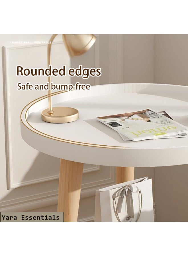 أساسيات يارا طاولة أريكة، طاولة جانبية مستديرة، طاولة جانبية للأريكة تنزلق تحتها لغرفة المعيشة، بجانب السرير، الحمام، المكتب الريفي، طاولة للكمبيوتر المحمول، الوجبات الخفيفة، والقهوة، سهل التجميع، 40*40*44 سم. - Image 3