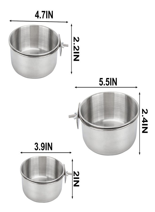ToLanbbt Bird Feeding Dish Cups 3 Pack Parrot Food Bowl Cage with Clamp Holder Stainless Steel Birdcage Coop Water Feeder for Cockatiel Conure Budgies Parakeet Macaw Finches Lovebirds Small Animal (S+M+L) - Image 2