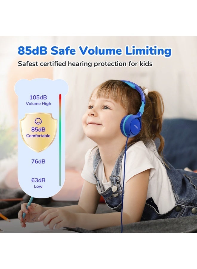 إيرفن سماعات EarFun S1 للأطفال، سماعات سلكية قابلة للطي، محدد مستوى صوت 85 ديسيبل، صوت ستيريو، عصابة رأس قابلة للتعديل، تصميم خفيف ومحمول فوق الأذن، مناسبة للمدرسة والسفر والأولاد والبنات والكمبيوتر - Image 2