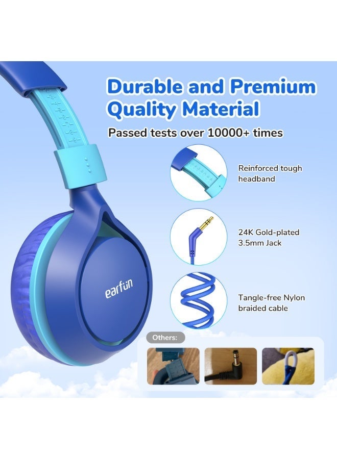 إيرفن سماعات EarFun S1 للأطفال، سماعات سلكية قابلة للطي، محدد مستوى صوت 85 ديسيبل، صوت ستيريو، عصابة رأس قابلة للتعديل، تصميم خفيف ومحمول فوق الأذن، مناسبة للمدرسة والسفر والأولاد والبنات والكمبيوتر - Image 3