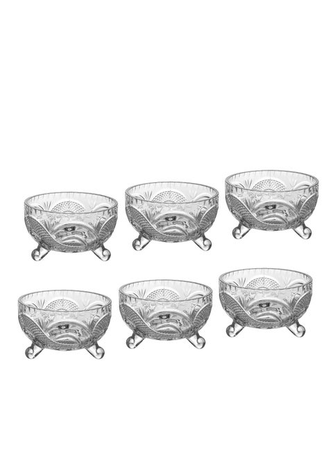 A set of 6 multi-use glass bowls with legs for nuts and sweets